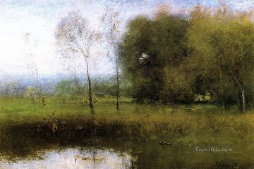 湖池の滝 Painting - 夏のモントクレア 別名ニュージャージーの風景 風景 トーナリスト ジョージ・インネス